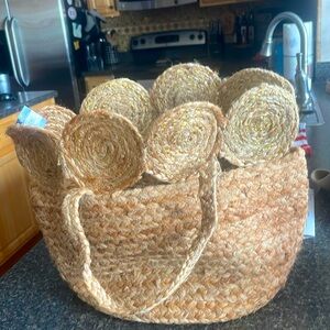 Jute woven bag with gold woven in. Brand new with tags. Never used.